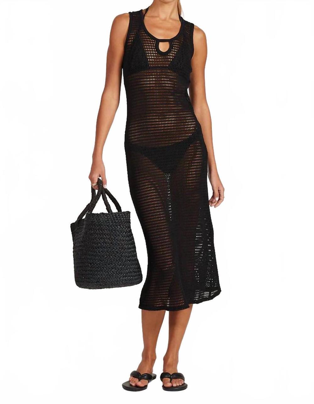 NEW BOBI keyhole tank dress in black